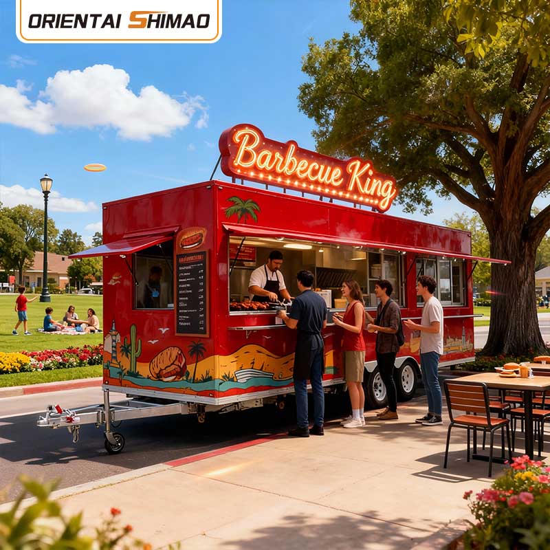 Кофейная тележка Мобильный прицеп для кофе Закрытая электрическая тележка Ресторан Кейтеринг Прицеп для еды Бизнес-фургон для еды